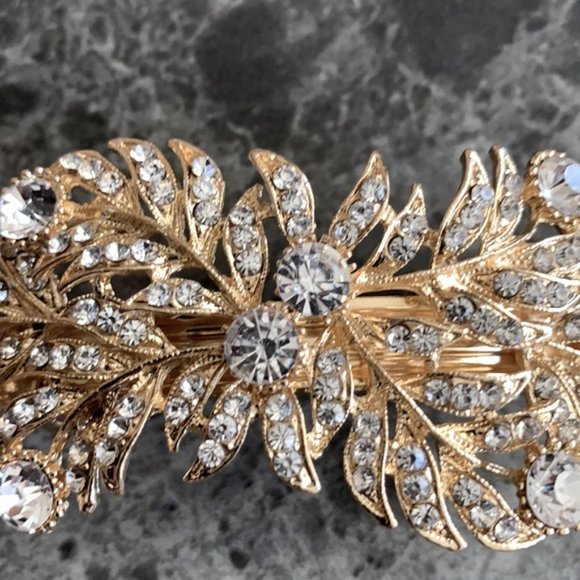 (2 for $10) NWOT Rhinestone / Gold Hair Clip - Picture 4 of 5
